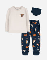 Set di felpa e pantaloni - Stampa allover - bianco