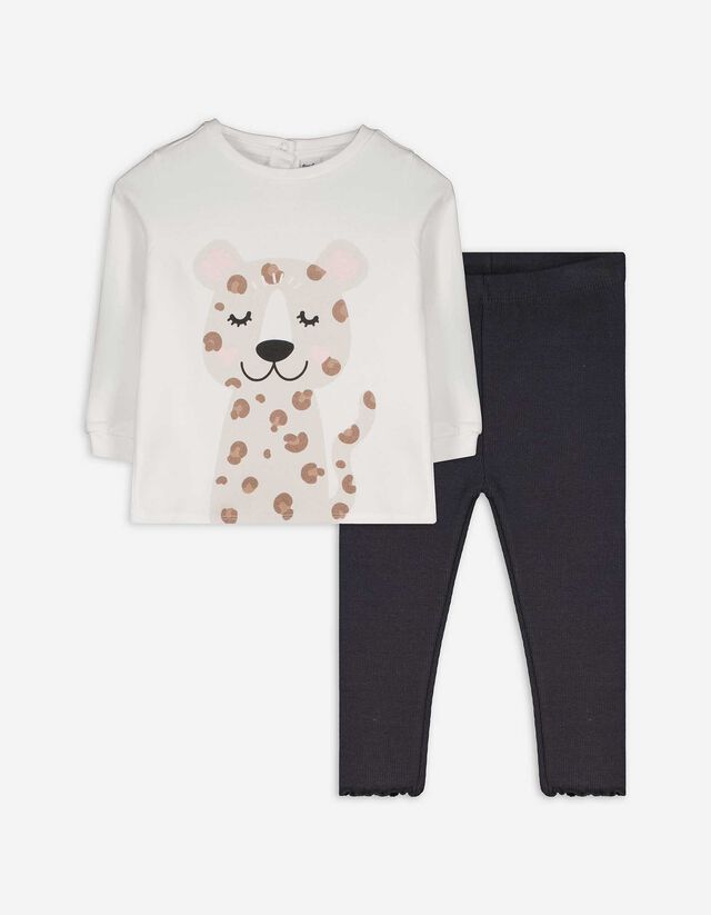 Set van sweatshirt en legging - Print - wit