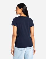 T-shirt - błyszczący nadruk - ciemny niebieski