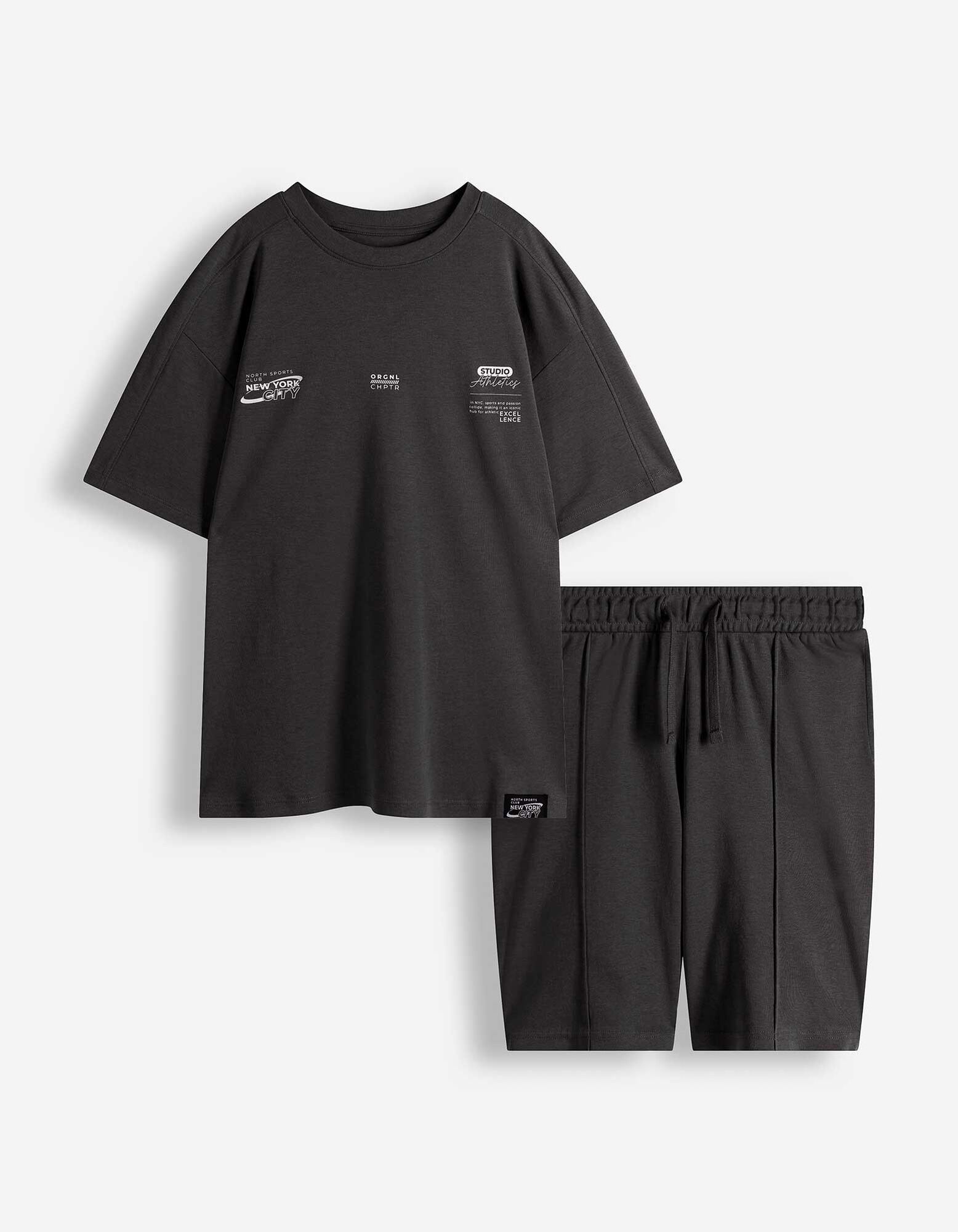 Set aus T-Shirt und Hose - Schwere Qualit&auml;t - dunkelgrau