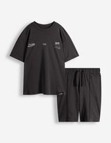 Set aus T-Shirt und Hose - Schwere Qualit&auml;t - dunkelgrau