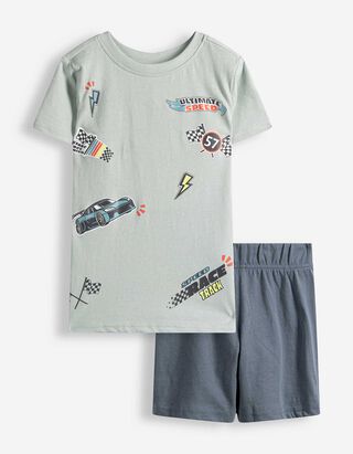 Pyjama set van shirt en shorts - Motiefmix - brons