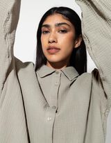 Longbluse - Musselin - grün