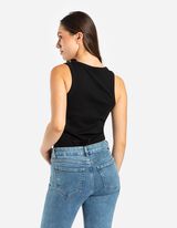 Majica na bretele - rebrasti materijal - crno