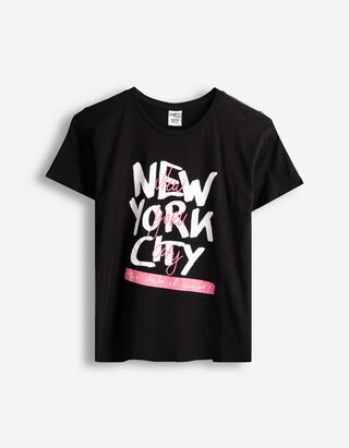 T-Shirt - Frontprint - schwarz