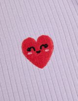 Pyžamový komplet sestávající z trička s dlouhým rukávem a kalhot  - Mušličkový lem - lila