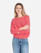 Pleteni pulover - &Scaron;i&scaron;mi&scaron; rukavi - svetlo-crvena