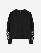 Sweatshirt - Florales Muster - schwarz