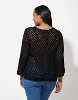 Strickpullover - V-Ausschnitt - schwarz