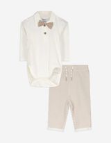 Set aus Body und Hose - Schleifenapplikation - weiß