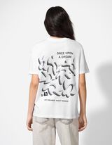 T-shirt - Print op rug - wit