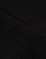 Tričko s dlhými rukávmi - Pointelle - cierna