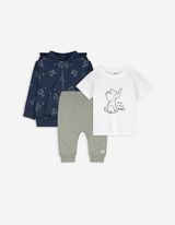 Set van sweatjack, broek en T-shirt - Print - donkerblauw