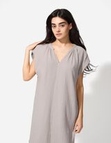 Suknelė marškiniai - Muslinas - smelio spalvos