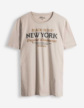 T-shirt - Stampa frontale - beige