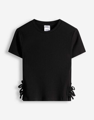 T-Shirt - Schleifenapplikation - schwarz