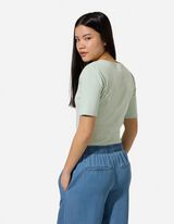 T-shirt - Geribde structuur - groen