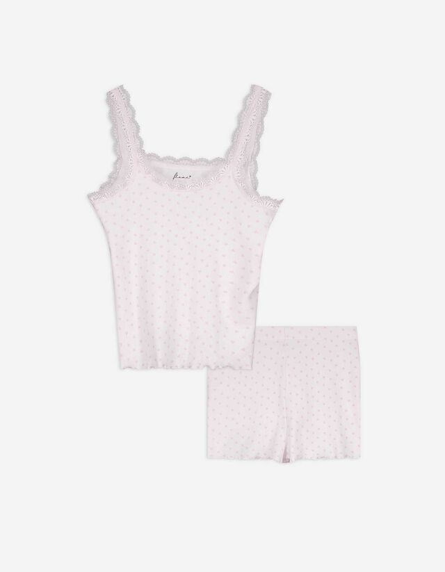 Pyjama Set aus Shirt und Hose - Allover-Print - lila