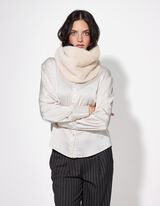 szal pętla - sztuczne futerko - bialy