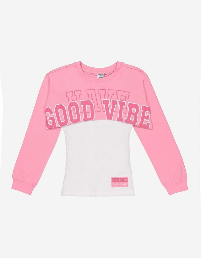 Skrátené tričko - Potlač v podobe správy - pink