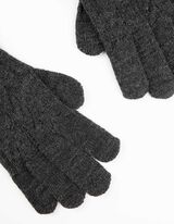 Handschuhe - Zopfstrick - dunkelgrau