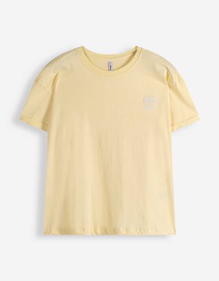 T-shirt - Borduursels - lichtgeel
