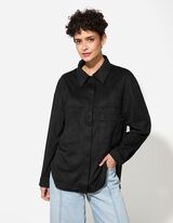 Giacca scamiciata - Imitazione di camoscio - nero