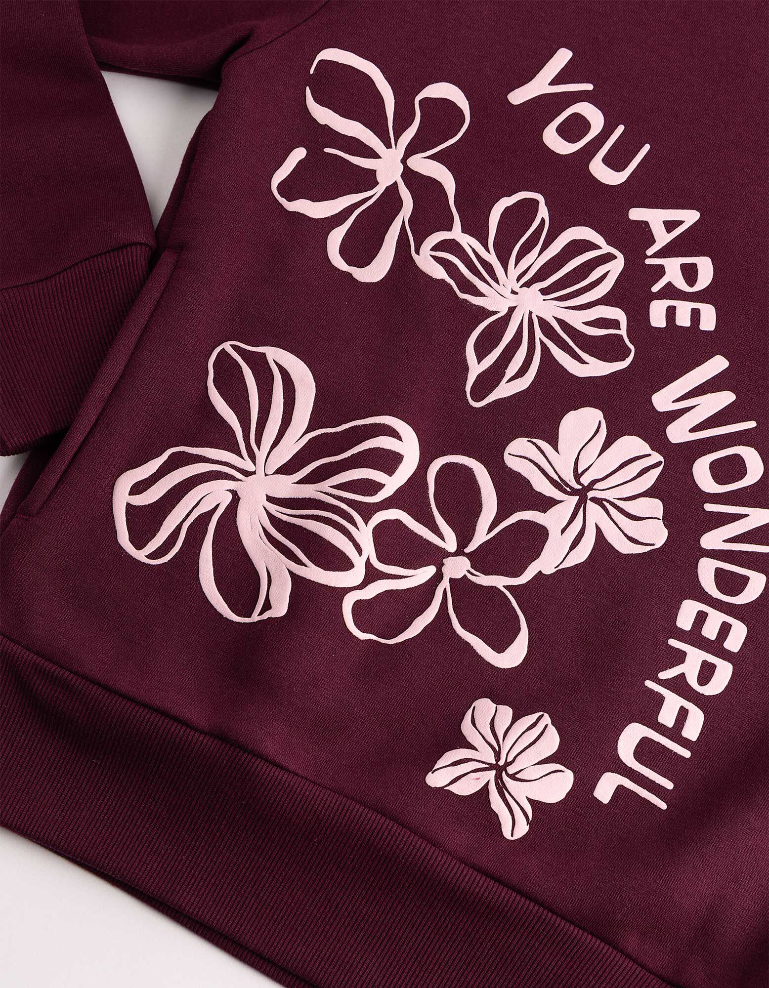 Hoodie - Print - Dunkelrot
