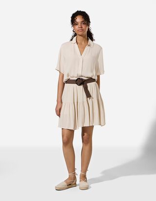 Blouseshirt - Effen - Beige