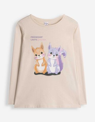 Longsleeve - Print - Beige