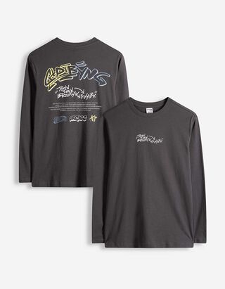 Longsleeve - Afdrukken achteraan - donkergrijs