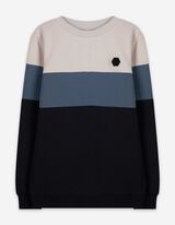 Sweatshirt - Color-Blocking - hellgrau