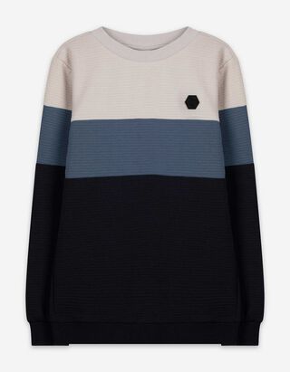 Sweatshirt - Color-Blocking - hellgrau