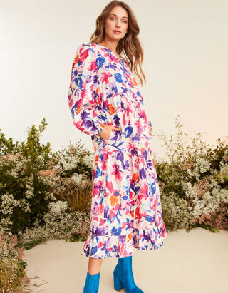 Robe maxi longueur - Volants - rose