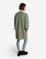 Cardigan lungo - Maglia a coste - verde scuro