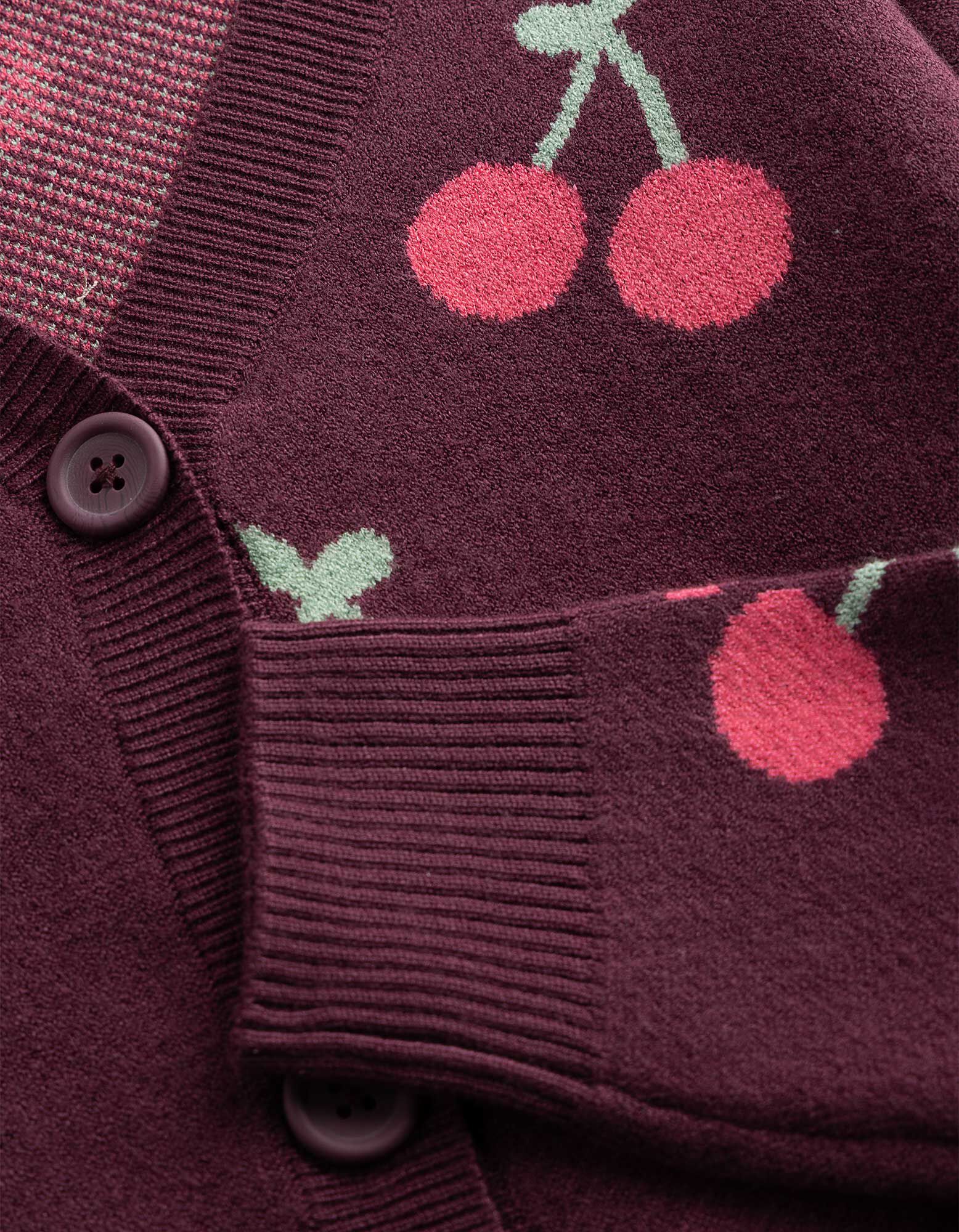 Strickjacke - Allover-Muster - Dunkelrot