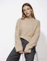 Strickpullover - &Uuml;berschnittene Schultern - beige