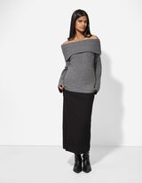 Pulover de tricot - Decolteu Carmen - Gri