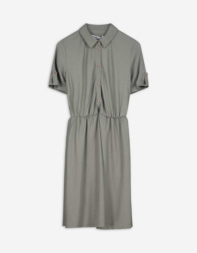 Rochie midi - Guler de cămașă - Verde