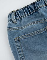 spodnie bojówki - troczek na dole - niebieski