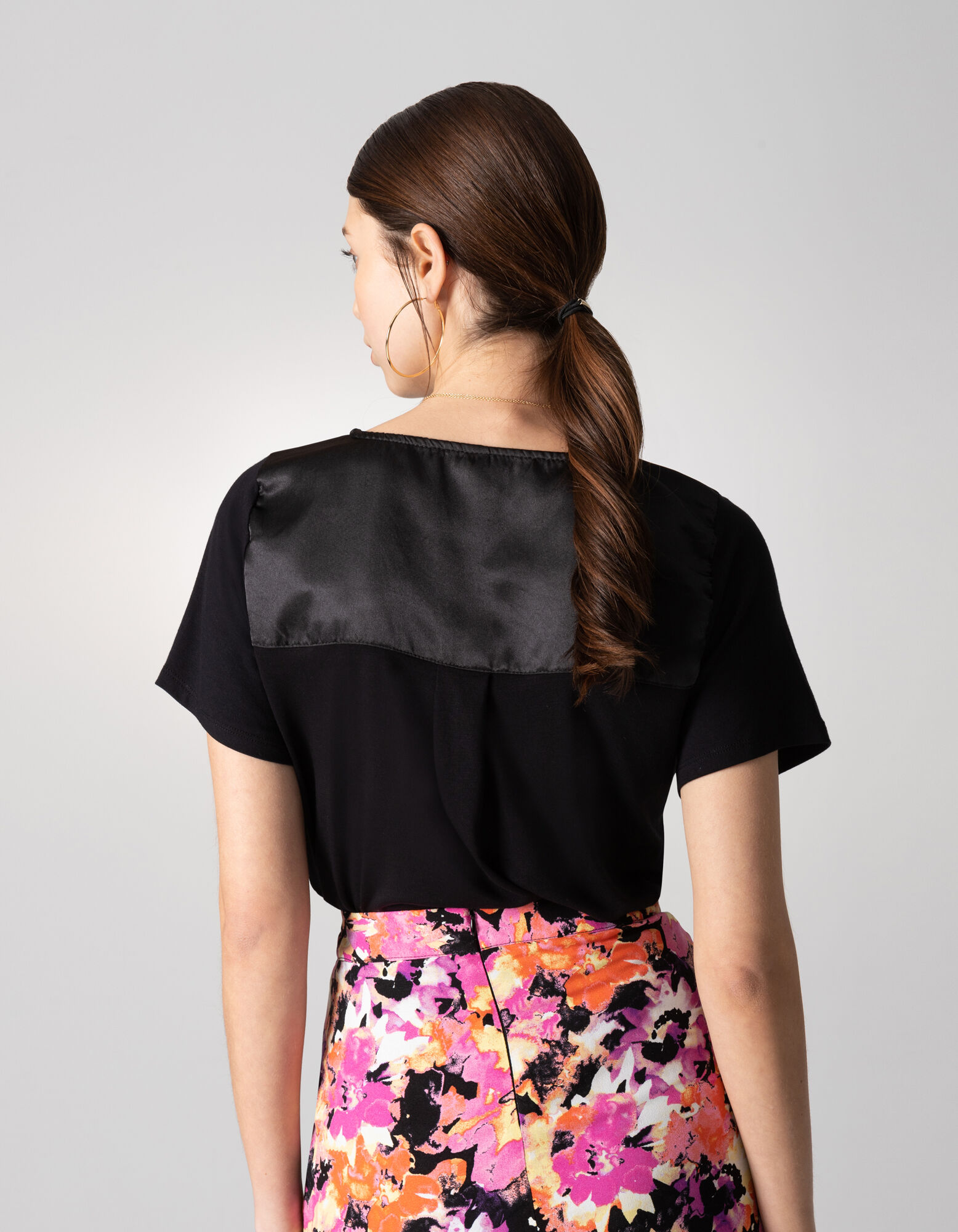 T-shirt - Viscose m&eacute;lang&eacute;e - Noir