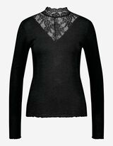 Longsleeve - Met kant - zwart