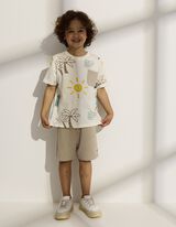 Set di T-shirt e shorts - Stampa allover - Bianco sporco