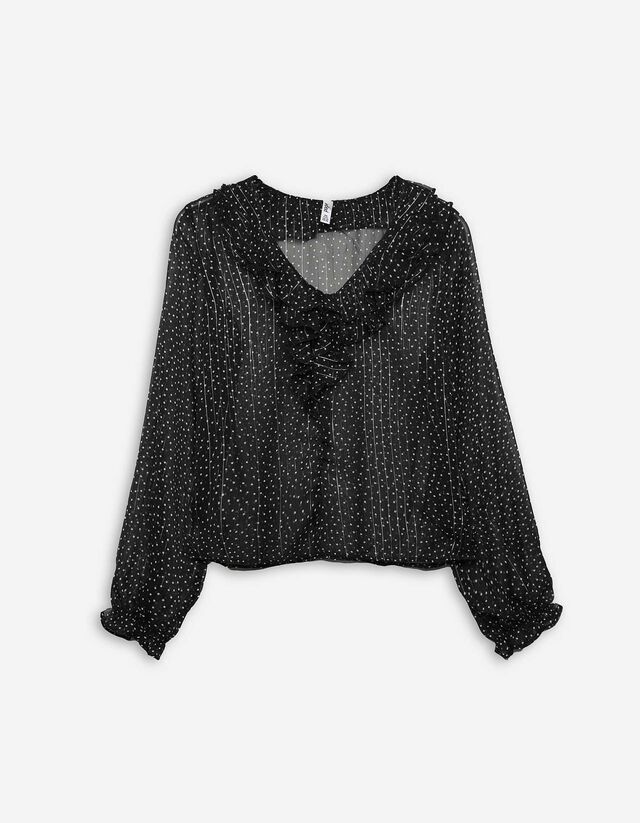 Bluse - Chiffon - schwarz