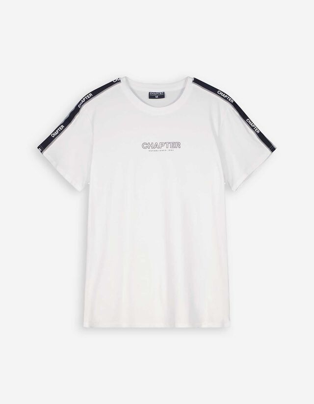 T-shirt - Contraststrepen - wit