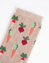 Kojinės - Ištisinis raštas - smelio spalvos