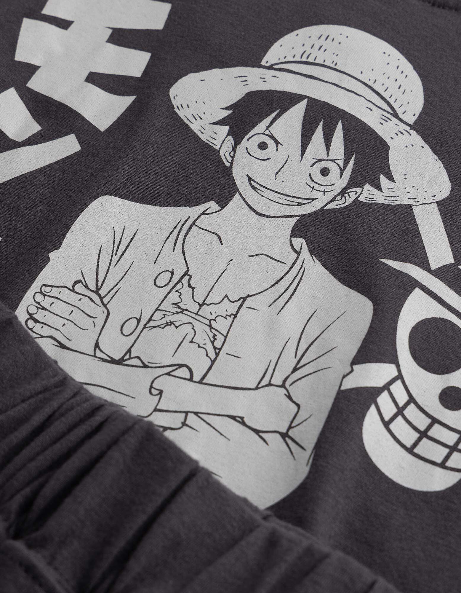 Pyjama Set aus Shirt und Shorts - One Piece - Dunkelgrau