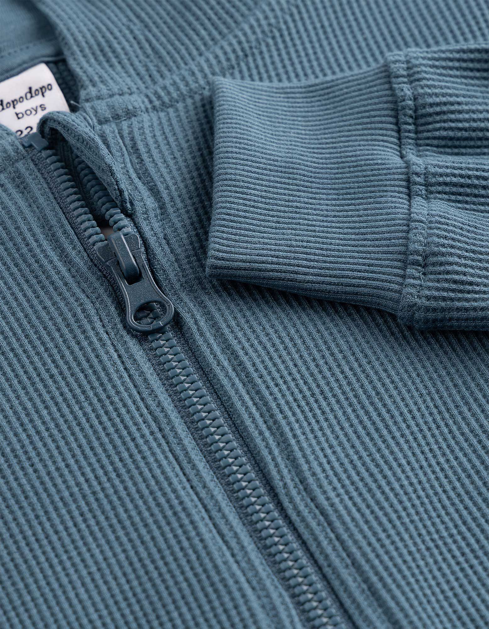 Sweatjacke - Waffelstruktur - blau