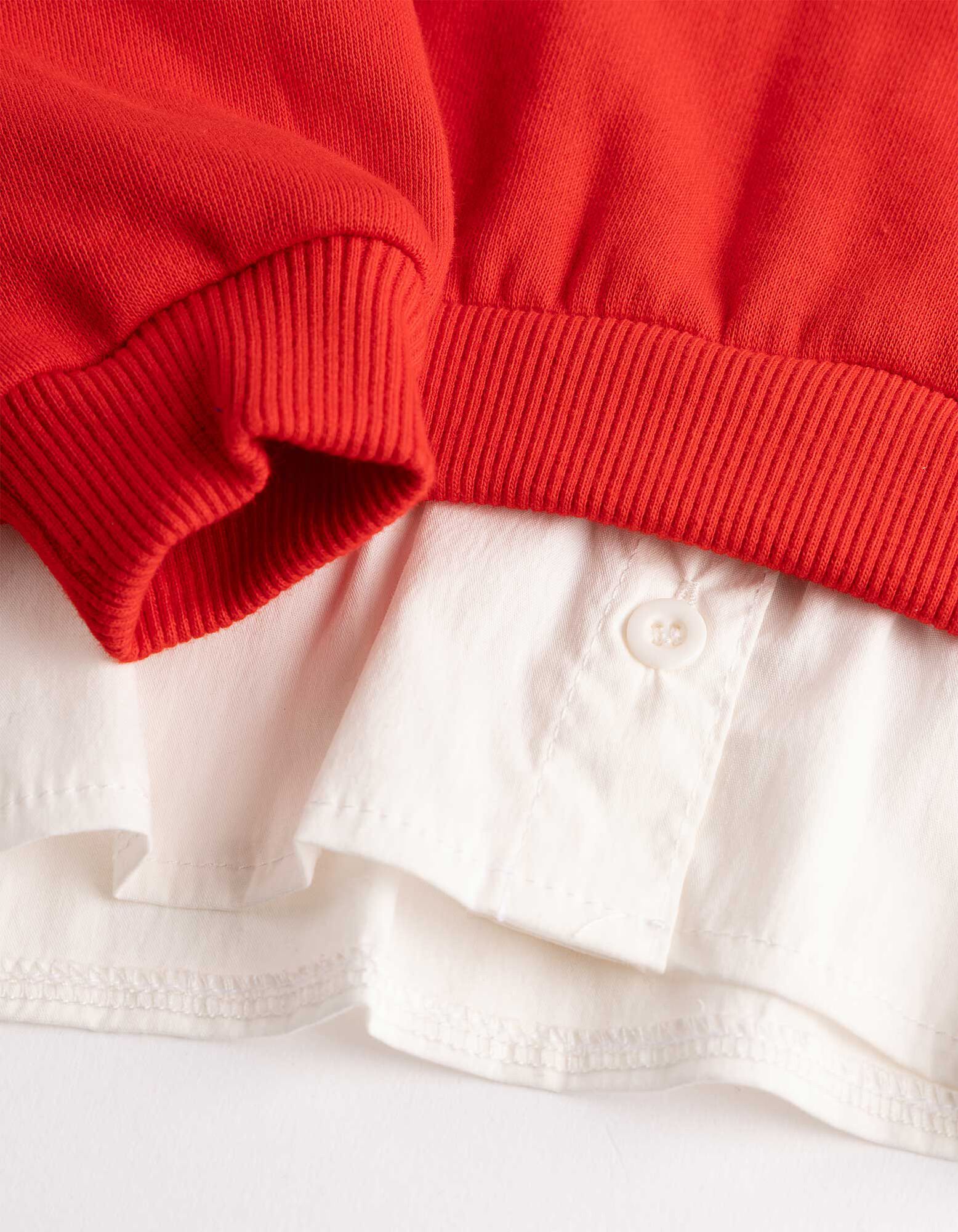 Set aus Sweatshirt und Leggings - Schleifenapplikation - Rot