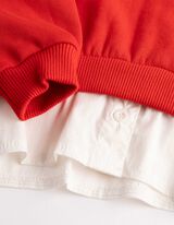 Set aus Sweatshirt und Leggings - Schleifenapplikation - Rot